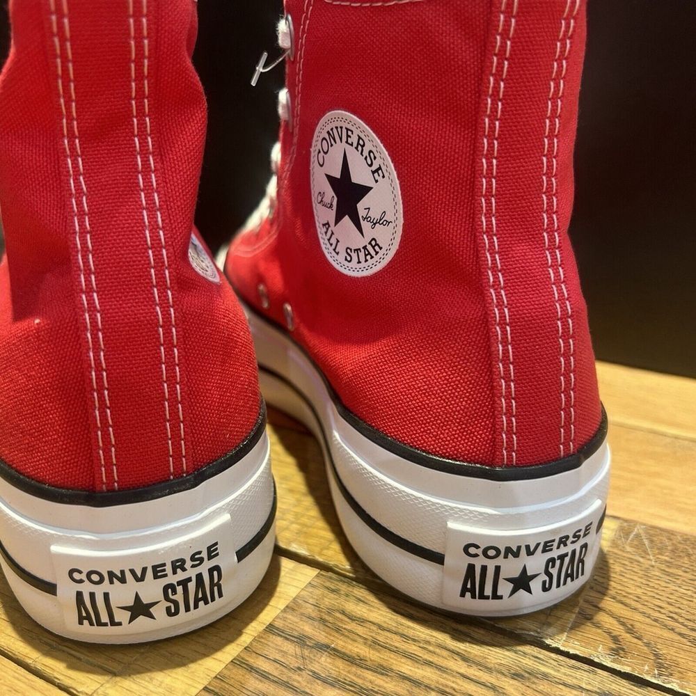 New Red Converse Chuck Taylor All Star Lift Women's Platform High Top Sneakers - Picture 3 of 5
